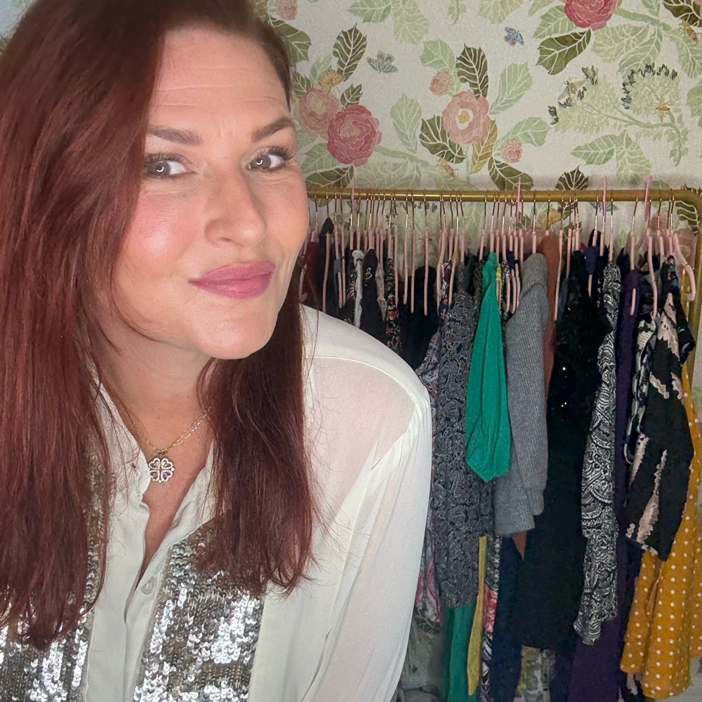 White Blouse with Silver Sequin Detail